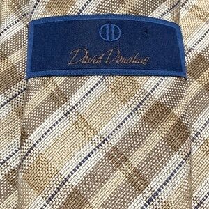David Donahue Tan and Brown Checkered Tie